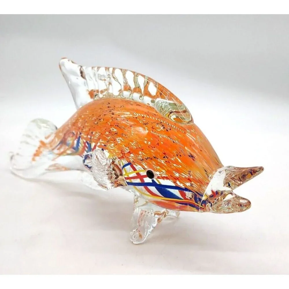 Art Glass Fish Porpoise Dolphin Sculpture Paperweight - Picture 3 of 6